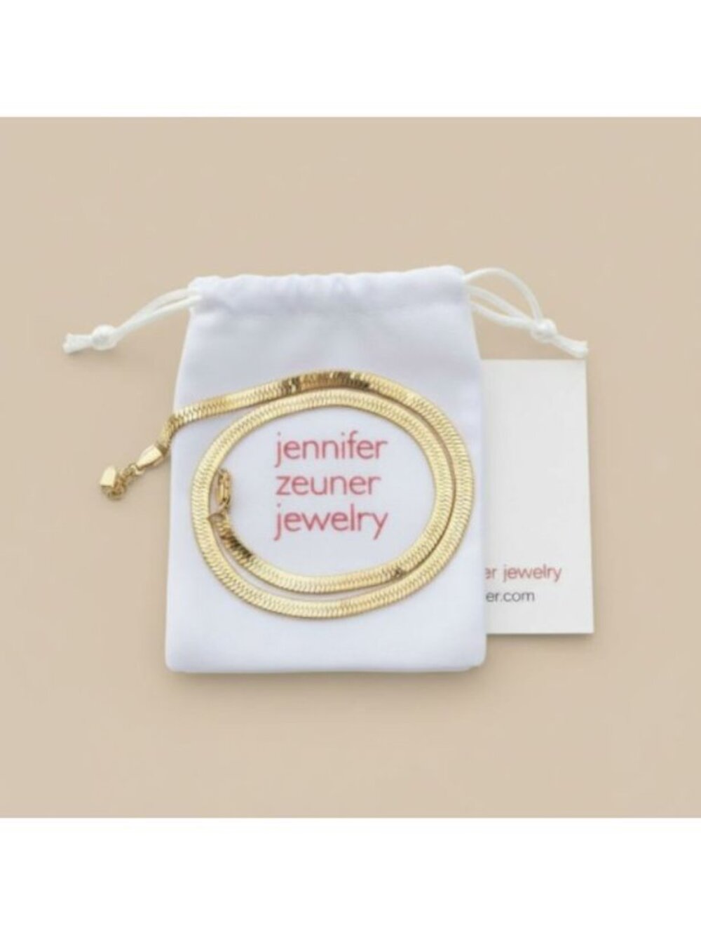 Jennifer Zeuner Hamilton 14K Gold Plated Herringbone Chain Necklace Choker NWT - Picture 4 of 14
